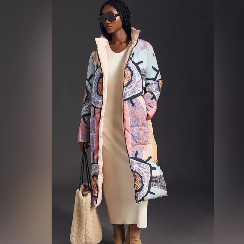 Anthropologie Unreal Fur Awari Puffer Coat Size L - Picture 2 of 11